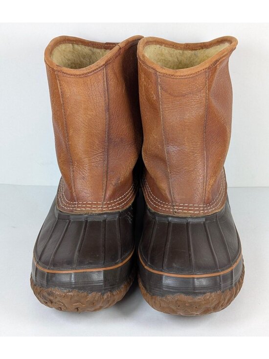Vintage LL Bean Leather Duck Boots Pull On Hunting Maine Shearling Mens 10 MM